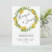 水彩レモンリース詳細結婚ズ 招待状 (スタンド正面)