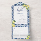 水彩レモンレシピカードブライダルシャワー オールインワン招待状 (内側)