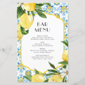 水彩レモン地中海のバーメニューカード (正面)