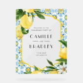 水彩レモン地中海の婚約パーティ アクリルサイン (正面)