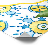 水彩レモン地中海の婚約パーティ ポスター (角)