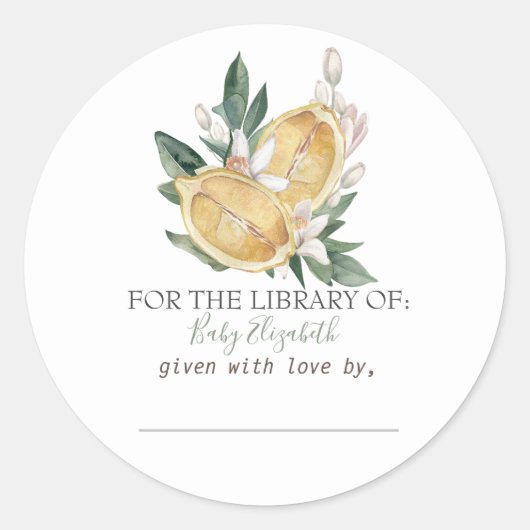 水彩レモン妊娠 ラウンドシール (正面)