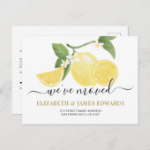 水彩レモン引っ越しましたアドレスの変更 案内ポストカード (正面/裏面)