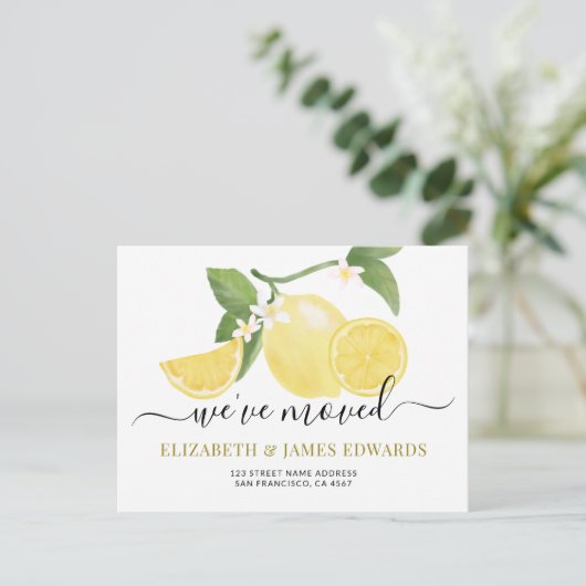 水彩レモン引っ越しましたアドレスの変更 案内ポストカード (スタンド正面)