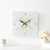 水彩レモン果 スクエア壁時計 (ホーム)