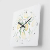 水彩レモン果 スクエア壁時計 (傾斜)