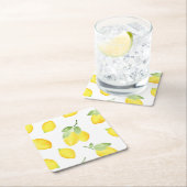 水彩レモン模様 スクエアペーパーコースター (インサイチュ)