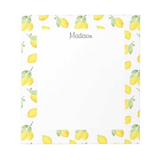 水彩レモン模様 ノートパッド (正面)