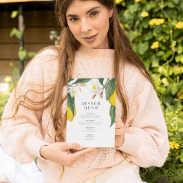 水彩レモン白い花のメ結婚ニュー 招待状