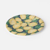 水彩レモン緑オンネイビーブルー ペーパープレート (アングル)