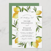 水彩レモン緑 招待状 (正面/裏面)
