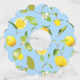 水彩レモン葉と3 ワイングラスタグ