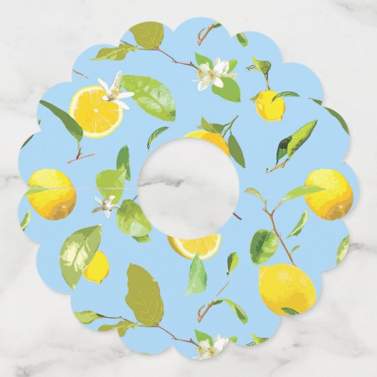 水彩レモン葉と3 ワイングラスタグ (正面)