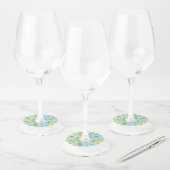 水彩レモン葉と3 ワイングラスタグ (セット)