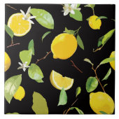 水彩レモン葉と タイル (正面)