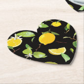 水彩レモン葉と ペーパーコースター (アングル)