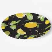 水彩レモン葉と ペーパープレート (アングル)