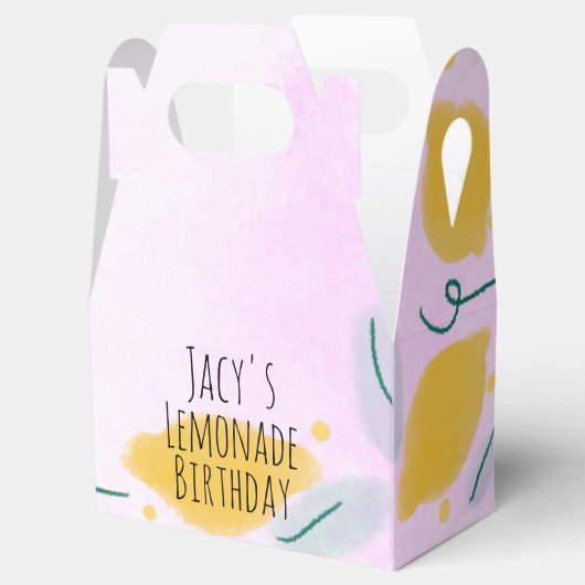 水彩レモン誕生日ピンクイエロー縁どアート フェイバーボックス (オープン)