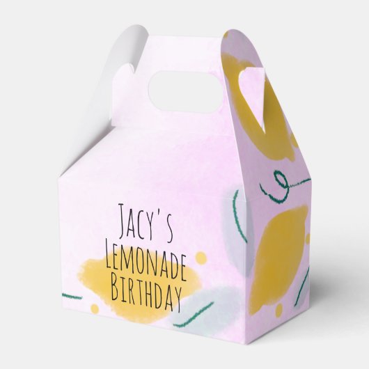 水彩レモン誕生日ピンクイエロー縁どアート フェイバーボックス (正面サイド)