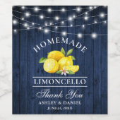 水彩レモン青い木製ライトボトルラベル ワインラベル (シングルラベル)