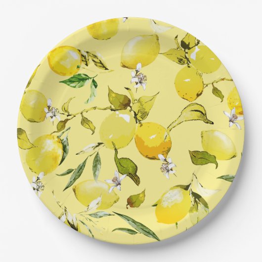 水彩レモン15 ペーパープレート (正面)