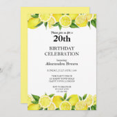 水彩レモン20誕生日写真パーティー 招待状 (正面/裏面)