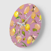 水彩レモン24 ラージ壁時計 (傾斜)