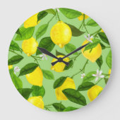 水彩レモン3 ラージ壁時計 (正面)