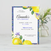 水彩レモン40地中海の歳の誕生日 招待状 (スタンド正面)