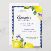 水彩レモン40地中海の歳の誕生日 招待状 (正面/裏面)