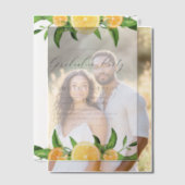 水彩レモン・オレンジ卒業パーティー ベラム紙招待状 (オフセット (カップル))