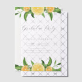 水彩レモン・オレンジ卒業パーティー ベラム紙招待状 (オフセット (招待状))