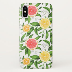 水彩レモン、オレンジ、グレープフルーツの柄 iPhone X ケース