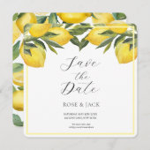 水彩レモン ガーデン ホワイト ウェディング セーブザデート (正面/裏面)