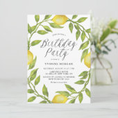 水彩レモン グリーンリース 誕生日パーティー 招待状 (スタンド正面)