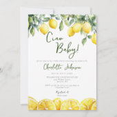 水彩レモン シトラス オールインワン ベビーシャワー 招待状 (正面)