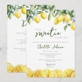 水彩レモン シトラス オールインワン ベビーシャワー 招待状 (正面/裏面)