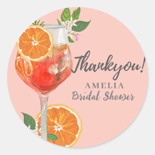 水彩レモン シトラス フルーツ ブライダルシャワー ラウンドシール (正面)