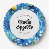 水彩レモン シトリス アマルフィーコースト ブライダルシャワー ペーパープレート (正面)