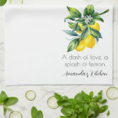 水彩レモン パーソナライズ  キッチンタオル (折り畳み)