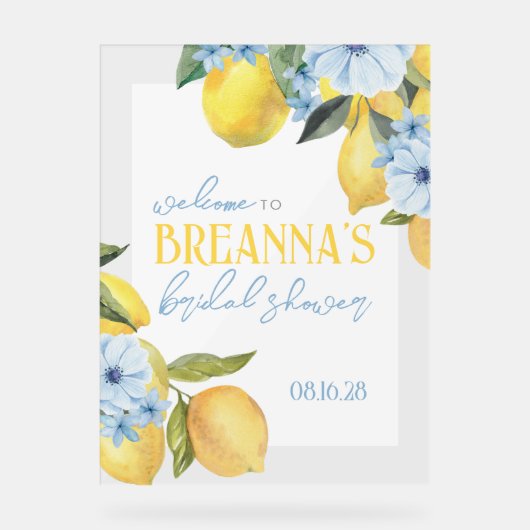 水彩レモン&フラワーアクリルウェルカムサイン アクリルサイン (正面)