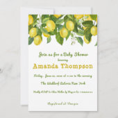 水彩レモン&フラワーイエローホワイトベビーシャワー 招待状 (正面)