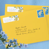 水彩レモン＆フラワーリターンアドレスラベル ラベル