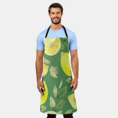 水彩レモン、フルーツ壁紙パターン。 エプロン (着用した状態)