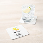 水彩レモン ブライダルシャワー お礼 シンプル スクエアペーパーコースター (インサイチュ)