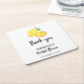 水彩レモン ブライダルシャワー お礼 シンプル スクエアペーパーコースター (アングル)