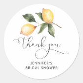 水彩レモン ブライダルシャワー ギフト ラウンドシール (正面)
