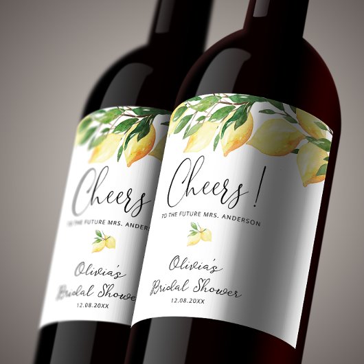 水彩レモン ブライダルシャワー ワインボトルラベル ワインラベル