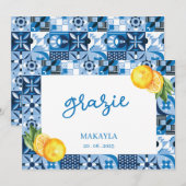 水彩レモン ポジターノ ブライダルシャワー グラツィエ サンキューカード (正面/裏面)