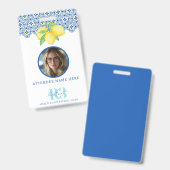 水彩レモン メディテレーニアンタイル フォトIDロゴ バッジ (表裏)